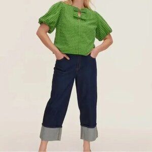 Kate Spade x Target NWT Women's High Rist Straight‎ Leg Wide Cuff Jeans Size 2